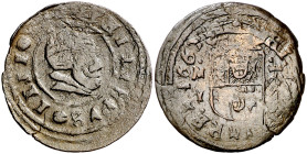 1662. Felipe IV. M (Madrid). Y. 16 maravedís. (Barrera falta) (J.S. pág. 441-442). Falsa de época. 3,32 g. BC+.