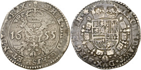 1655. Felipe IV. Amberes. 1 patagón. (Vti. 958) (Vanhoudt 645.AN). 27,70 g. MBC-.