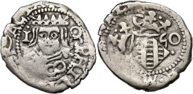 1650. Felipe IV. Valencia. 1 divuité. (AC. 823) (Cru.C.G. 4434p). Curiosa doble acuñación en ambas caras. 1,68 g. BC+.