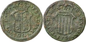 1756. Fernando VI. Barcelona. 1 ardit. (AC. 3). 2,40 g. MBC-.