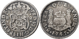 1747. Fernando VI. México. M. 2 reales. (AC. 285). Columnario. 6,49 g. MBC-.