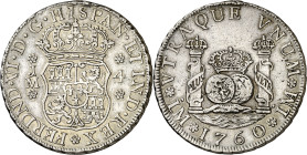 1760. Fernando VI. Lima. JM. 4 reales. (AC. 377). Columnario. Punto de soldadura a las 12h. 13,22 g. (MBC+).