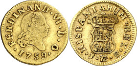 1759. Fernando VI. Madrid. JB. 1/2 escudo. (AC. 567). 1,72 g. BC+/MBC-.