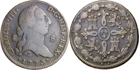 1773. Carlos III. Segovia. 8 maravedís. (AC. 70). 10,79 g. BC+/MBC-.