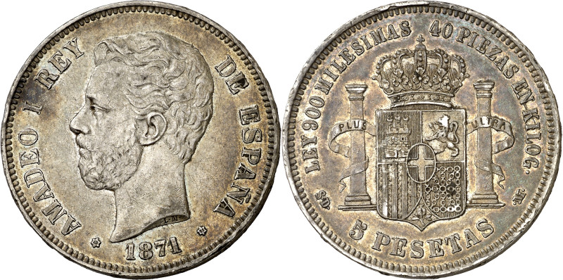 1871*1871. Amadeo I. SDM. 5 pesetas. (AC. 1). 24,99 g. MBC+.