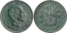 1878. Alfonso XII. Barcelona. OM. 5 céntimos. (AC. 5). 4,75 g. MBC+.