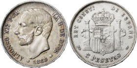 1885*18--. Alfonso XII. MSM. 5 pesetas. (AC. tipo 12). 24,78 g. BC+.