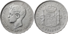 1898*1898. Alfonso XIII. SGV. 5 pesetas. (AC. 109). 25,03 g. MBC/MBC+.