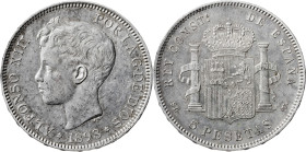 1898*1898. Alfonso XIII. SGV. 5 pesetas. (AC. 109). 24,72 g. MBC+.