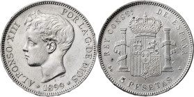 1899*1899. Alfonso XIII. SGV. 5 pesetas. (AC. 110). Rayitas. 24,95 g. MBC+.