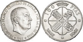 1966*1966. Franco. 100 pesetas. (AC. 145). 18,89 g. EBC.