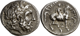 Imperio Macedonio. Casandro (317-297 a.C.). Anfípolis. Tetradracma. (S. 6684 var, de Filipo II) (CNG. III, 988). Anv.: Cabeza laureada de Zeus. Rev.: ...