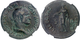 (68 d.C.). Galba. Sestercio. (Spink 2118 var) (Co. 131) (RIC. 310). Anv.: IMP. SER. SVLPIC. GALBA CAES. AVG. TR. P. Su busto laureado y drapeado. Rev....