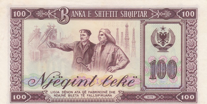 Albania, 100 Leke, 1976, UNC, p46a
serial number: UN 853383
Estimate: $25-50