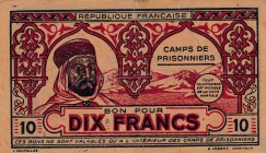 Algeria and Tunisia, 10 Francs, 1945, VF
camps de prisonniers, serial number: 118408
Estimate: $100-200