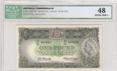 Australia, 1 Pound, 1961, XF (+), p34a
ICG 48, Queen Elizabeth II Bankonte, serial number: HJ/62 997883
Estimate: $75-150