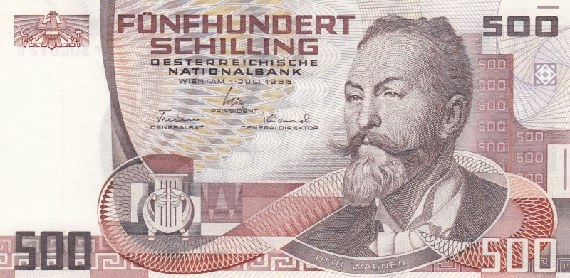 Austria, 500 Shillings, 1985, UNC, p151
serial number: F 600012D
Estimate: $10...