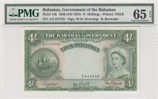 Bahamas, 4 Shillings, 1936, p13b
PMG 65 EPQ, serial number:A2 615752, Queen Elizabeth II Bankonte
Estimate: $300-600