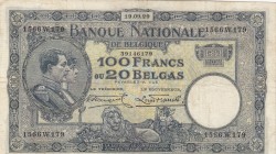 Belgium, 100 Francs or 20 Belgas, 1929, XF, p102
serial number: 1566.W.179, King Albert and Queen Elizabeth portrait at left
Estimate: $30-60