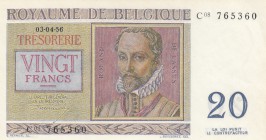 Belgium, 20 Francs, 1956, UNC, p132b
serial number: C08 765360, Orlande de Lassus portrait at center (a composer of the late Renaissance)
Estimate: ...