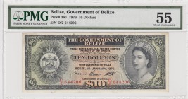 Belize, 10 dolars, 1976, AUNC, p36c
PMG 55, serial number:D2 644206, Queen Elizabeth II Bankonte
Estimate: $350-700