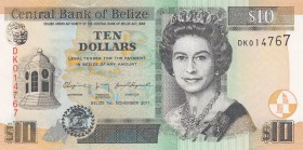 Belize, 10 Dollars, 2011, UNC, p68d
Queen Elizabeth II portrait, serial number: DK 014767
Estimate: $15-30