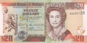 Belize, 20 Dollars, 2007, UNC, p69c
Queen Elizabeth II portrait, serial number: DG 224128
Estimate: $75-150