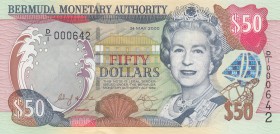 Bermuda, 50 Dollars, 2000, UNC, p54a
Queen Elizabeth II portrait, serial number: D/1 000642, Low serial number
Estimate: $75-150