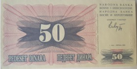 Bosnia-Herzegovina, 50 Dinara, 1992, UNC, p12, BUNDLE
100 pieces consecutive banknotes
Estimate: $25-50