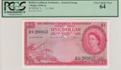 British Caribbean, 1 Dollar, UNC, p7c
PCGS 64, Queen Elizabeth II, serial number: R4-260045
Estimate: $125-250