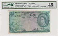 British Caribbean, 5 Dollars, 1963, XF, p9c
PMG 45, Queen Elizabeth II portrait, serial number: U2 617076
Estimate: $250-500