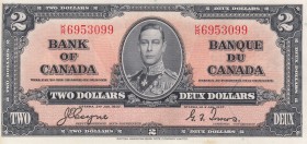 Canada, 2 Dollars, 1937,UNC, p59c
King George VI portrait, serial number: K/R 6953099, signs: Coyne and Towers
Estimate: $150-300