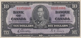 Canada, 10 Dollars, 1937,UNC, p61b
King George VI portrait, serial number: B/D 3353988, signs: Gordon and Towers
Estimate: $250-500