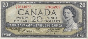 Canada, 20 Dollars, 1954, XF, p80a
Queen Elizabeth II, Serial Number: F/E 7614977
Estimate: $25-50