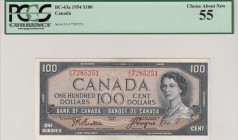 Canada, 100 Dollars, 1954, AUNC, p82a
PCGS 55, serial number: A/J 7285251, Queen Elizabeth II portrait
Estimate: $200-400