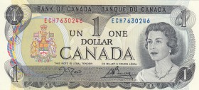 Canada, 1 Dollar, 1973, UNC, p85c
Queen Elizabeth II portrait, serial number: ECH 7630246, signs: Crow and Bouey
Estimate: $5-10