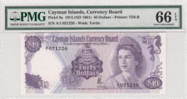 Cayman Island, 40 dollars, 1981, p9a
PMG 66 EPQ, Queen Elizabeth II, serial number: A/l 021226
Estimate: $200-400