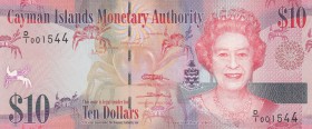 Cayman Islands, 10 Dollars, 2010, UNC, p40
Queen Elizabeth II portrait, serial number: D/1 001544
Estimate: $15-30