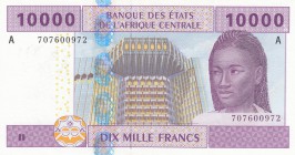 Central African States, 10.000 Francs, 2002, UNC, P410a
Gabon, serial number: A 707600972
Estimate: $25-50