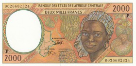 Central African States, 2000 Francs, 2000, UNC, p603Pg 
Chad, serial number: 0026682324
Estimate: $10-20