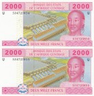 Central African States, Cameroun, 2000 Francs (2), 2015, UNC, p613U, (Total 2 consecutive banknotes) 
Estimate: $20-40
