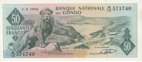 Congo, 50 Francs, 1962, UNC, p5
serial number: A/14 571740
Estimate: $40-80