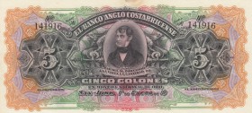 Costa Rica, 5 Colones, 1919, UNC (-), pS122 
El banco Anglo Costarricense, serial number: 141916
Estimate: $25-50