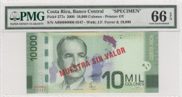 Costa Rica, 10.000 colones, 2009, UNC, p277s, SPECİMEN
PMG 66 EPQ, serial number: A000000000 0247
Estimate: $100-200