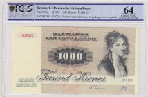 Denmark, 1000 Kroner, 1992, UNC, p53g
PCGS 64, serial number: 2837552 C5922H
Estimate: $350-700