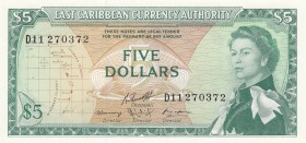 East Caribbean, 5 Dollars, 1974, UNC, p14h
Queen Elizabeth II portrait, serial number: D11 270372
Estimate: $75-150