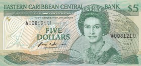 East Caribbean, 10 Dollars, 1988, UNC, p22u
Queen Elizabeth II Bankonte, serial number: A 008121U
Estimate: $50-100