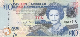 East Caribbean, 10 Dollars, 2012, UNC, p52
Queen Elizabeth II portrait, serial number: FU 483410
Estimate: $10-20