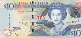 East Caribbean, 10 Dollars, 2012, UNC, p52
Queen Elizabeth II portrait, serial number: GA 772882
Estimate: $10-20