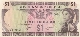 Fiji, 1 Dollar, 1969, UNC, p59a
Queen Elizabeth II portrait, serial number: A/1 696692
Estimate: $50-100